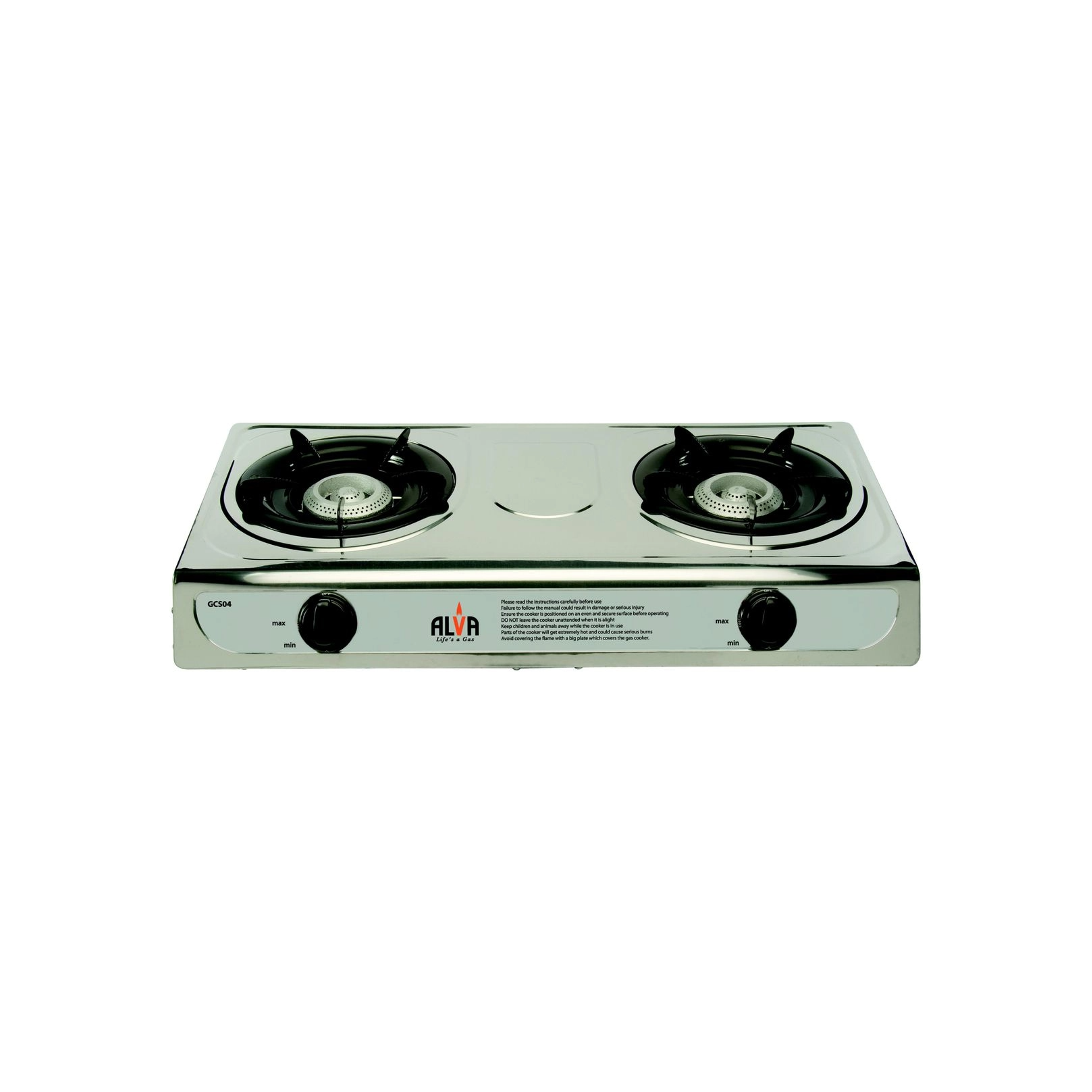 Alva 2 Burner Gas Stove - Stainless Steel